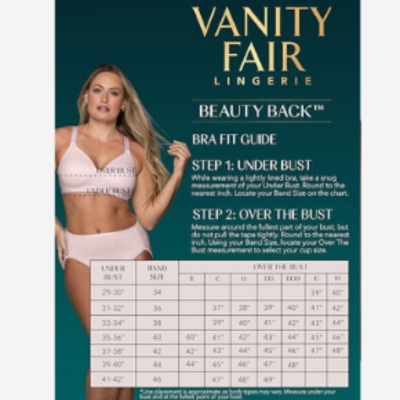 Vanity Fair Bra Beauty Back Women's 44DDD Beige Wireless 4 Way Stretch Lined Cup - Picture 5 of 5